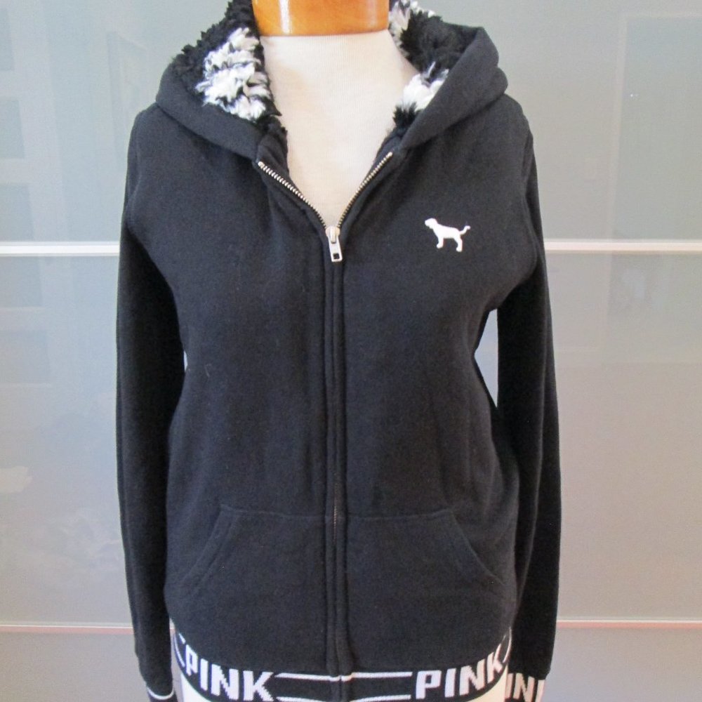 *SOLD* PINK Victoria's Secret Faux Fur Lined Hoodie - Picture 1 of 6